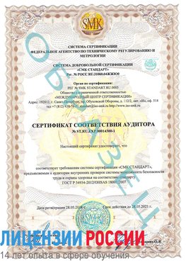Образец сертификата соответствия аудитора №ST.RU.EXP.00014300-1 Первомайск Сертификат OHSAS 18001